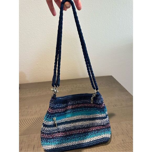 The Sak Hand Bag in beautiful Blue and Purple .  Measures 11 x 7.   21” handle - Picture 2 of 7